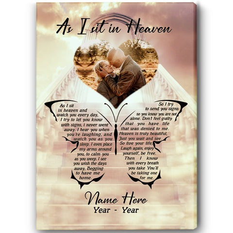 Personalized photo remembrance canvas - As I sit in heaven, Memorial gift for loss loved ones CNT30