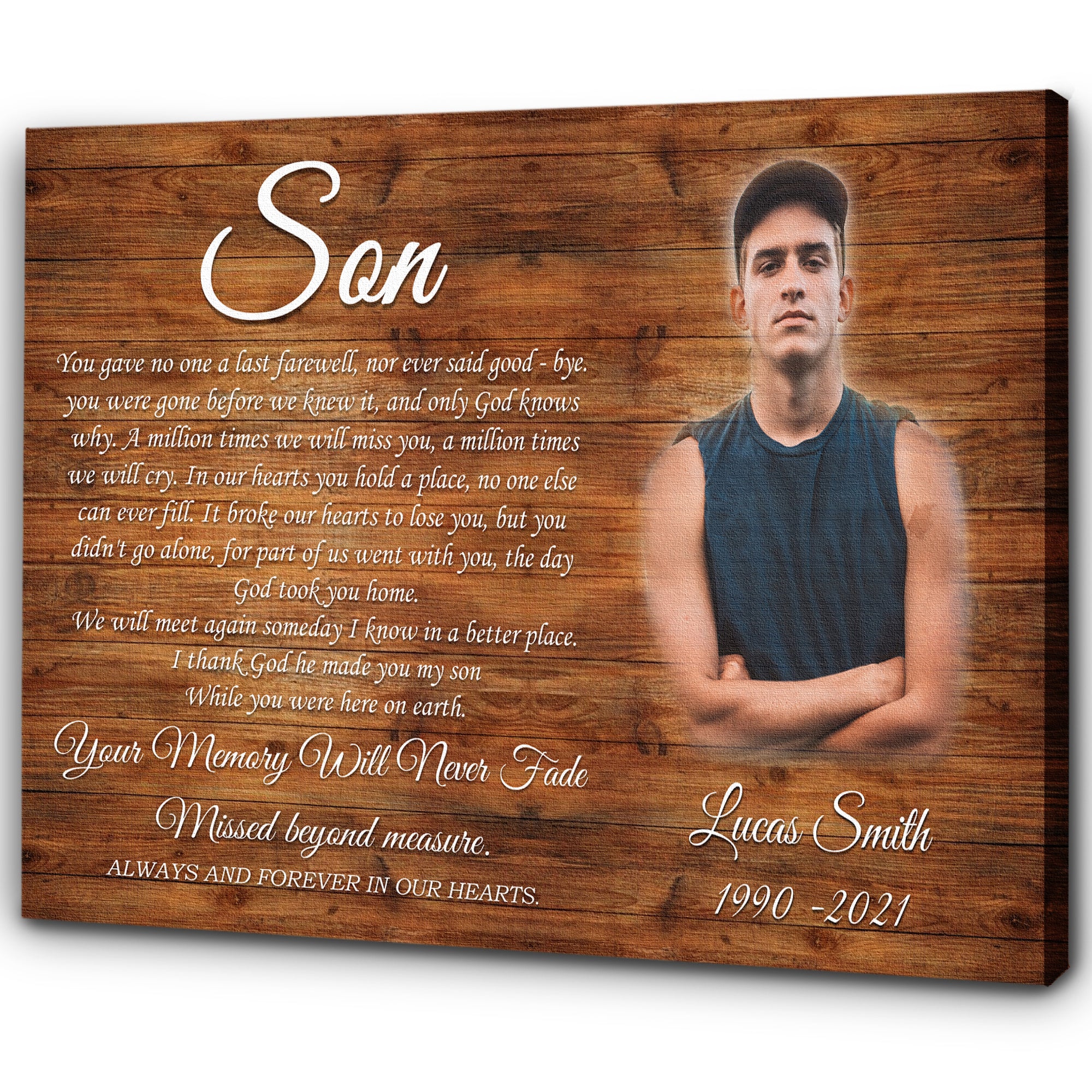 Son Memorial Personalized Canvas|  My Angel Son in Heaven Canvas| Sympathy  Gifts for Loss of Son| Memorial Son Canvas|  In loving memory of Son on Christmas CP8