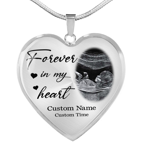 Footprints memorial necklace, Forever in my heart, baby in heaven, Miscarriage jewelry, Infant gifts NNT48