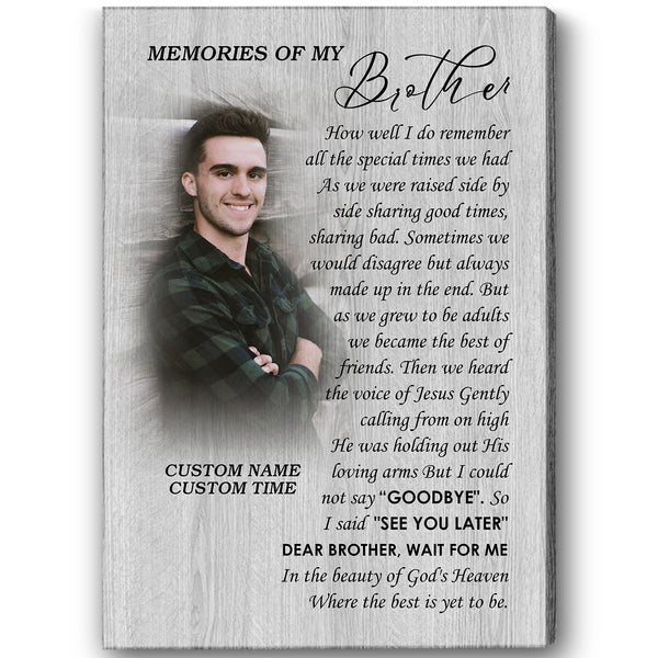 Brother Memorial Personalized Canvas - Memories of My Brother Sympathy Gifts for Loss of Brother| N2615