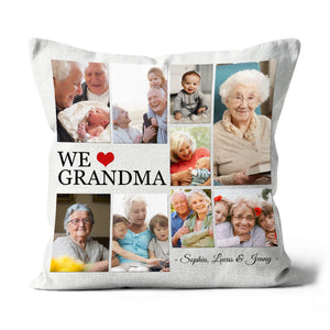 We Love Grandma Personalized Pillow, Mom Grandma Mother's Day Gift, New Nana Birthday Christmas Keepsake NPL29