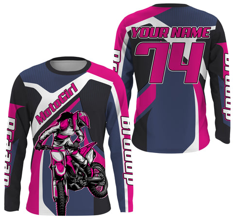 Moto Girl Personalized Motorcycle Jersey Girls Women Motocross Dirt Bike MX Racing Long Sleeves NMS1112