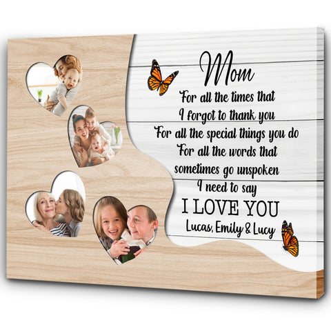 Thank You Mom Personalized Canvas Thoughtful Mother's Day Gift Custom Photo Collage for Best Mom Ever N2538