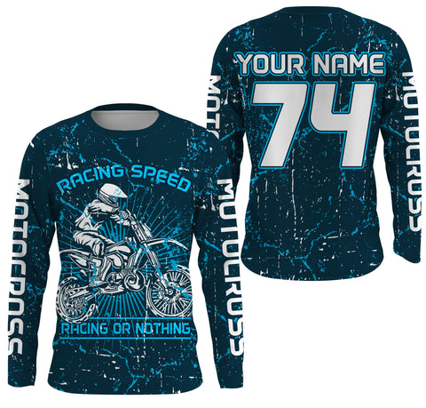 Blue dirt bike jersey men women youth custom UPF30+ Motocross racing or nothing off-road shirt  PDT209