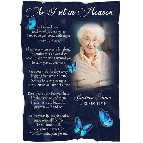 Personalized Memorial Blanket for Loss of Loved one, I Never Left You Sympathy Blanket for Loss of Father Mother VTQ116