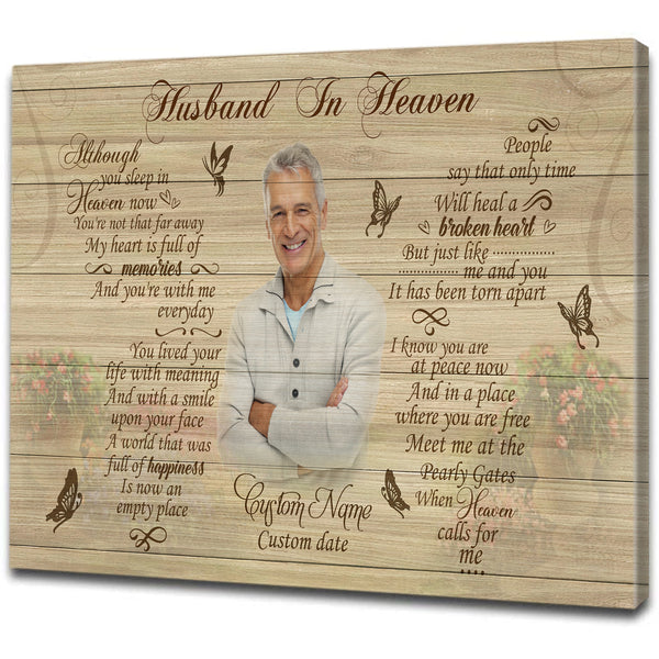 Husband Remembrance Canvas - Husband In Heaven Canvas - Custom Memorial Gift Sympathy Gift for Widow Loss of Husband - Husband Bereavement Husband Keepsake for Memorial Service - JC140