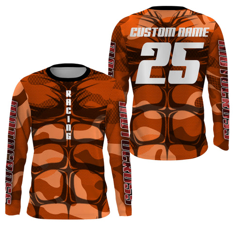 Custom motocross jersey orange muscle UPF30+ kid men women MX racing dirt bike off-road motorcycle NMS1067