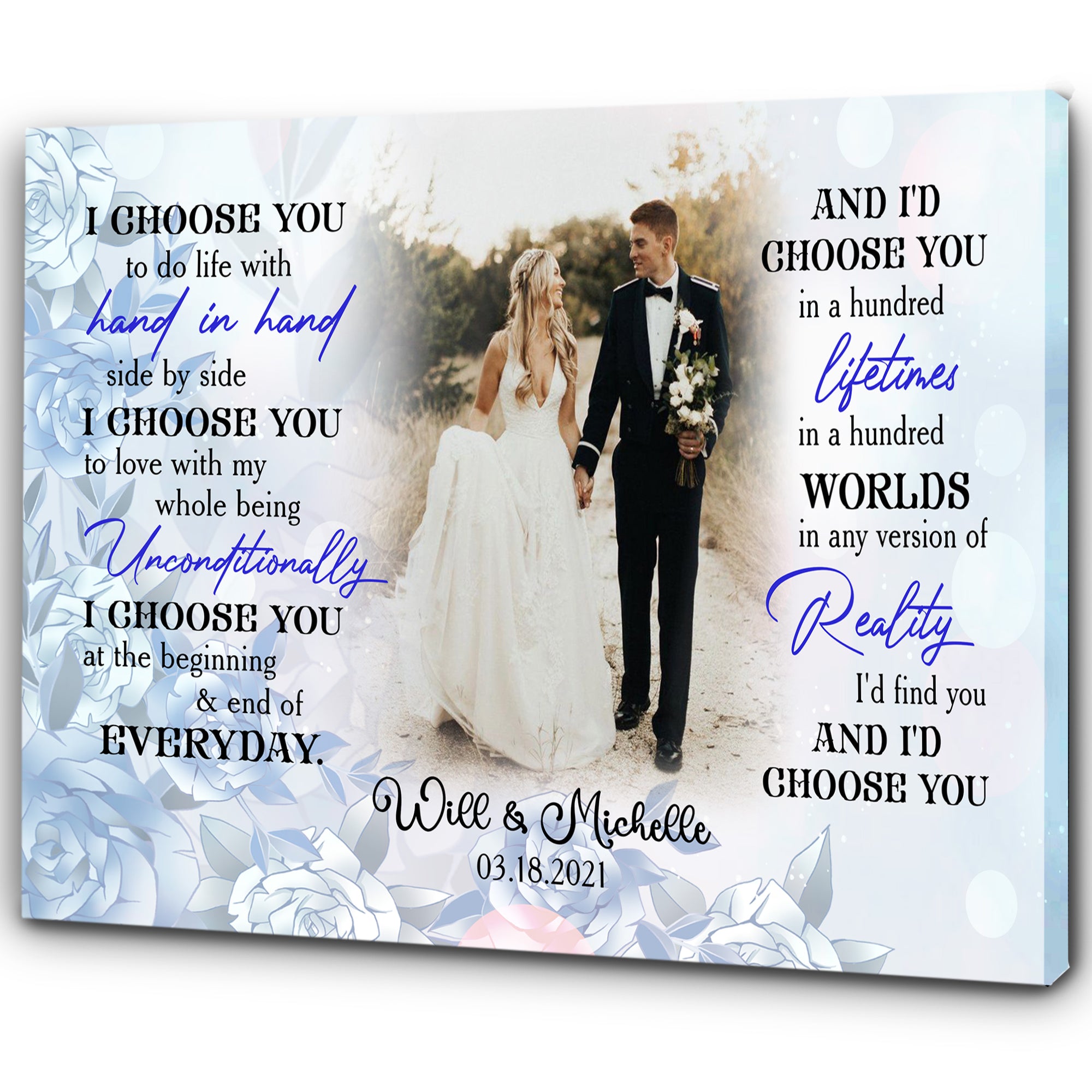 Personalized Gift For Him for Her| I Choose You  Canvas| Long Distance Relationship Gifts|  Best Anniversary Canvas for Him| Wedding  Gifts Ideas| Engagement Party Gifts CP206 Myhifu
