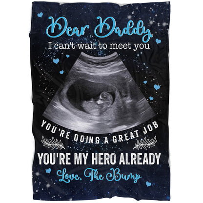 Dad To Be Blanket Personlized Sonogram Photo, First Father's Day Gift for Expecting Dad, 1st Time Father N2539