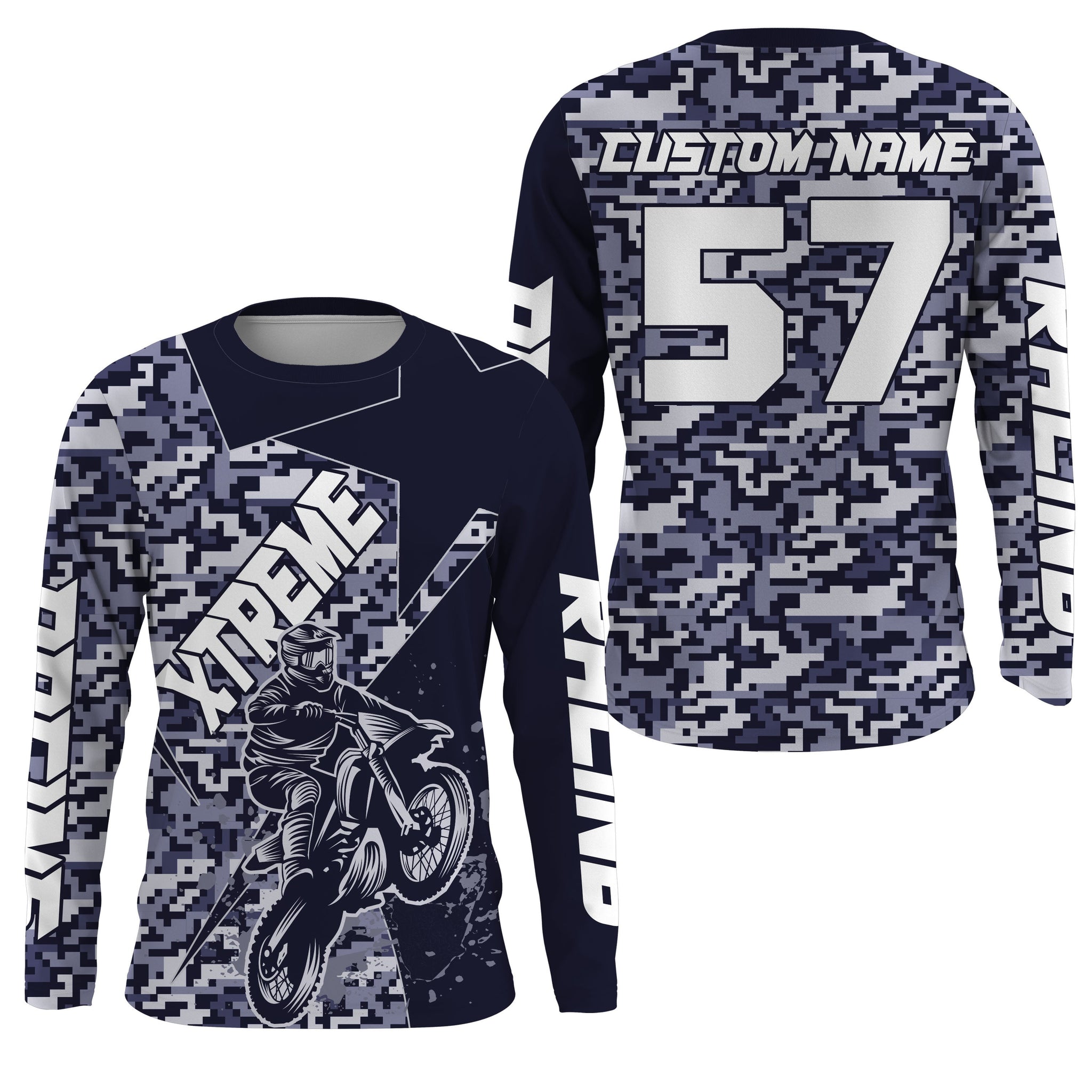 Camo Motocross jersey youth boys girls UPF30+ Motocross custom off-road racing motorcycle shirt PDT84