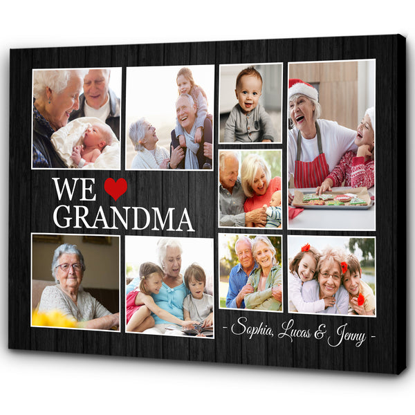 We Love Grandma Personalized Canvas, Custom Photo Collage, Grandma Mother's Day Canvas, New Grandma Gift N2479