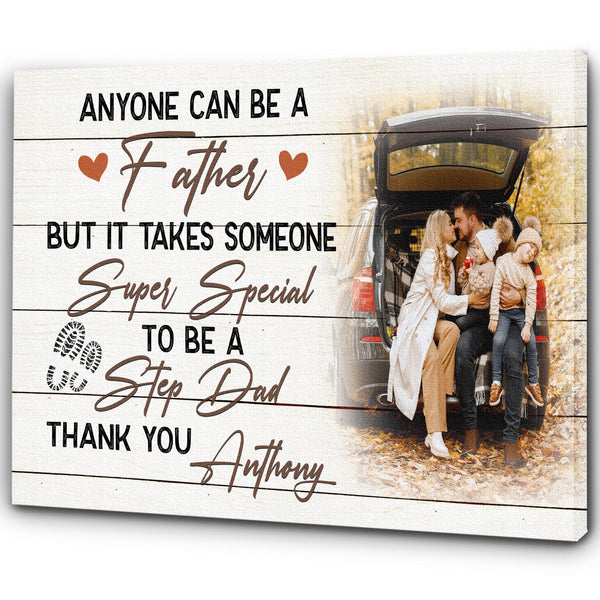 Best Bonus Dad Ever Personalized Canvas Thank You Fathers Day Gift for Step Dad Step Bonus Father Gift| N2575