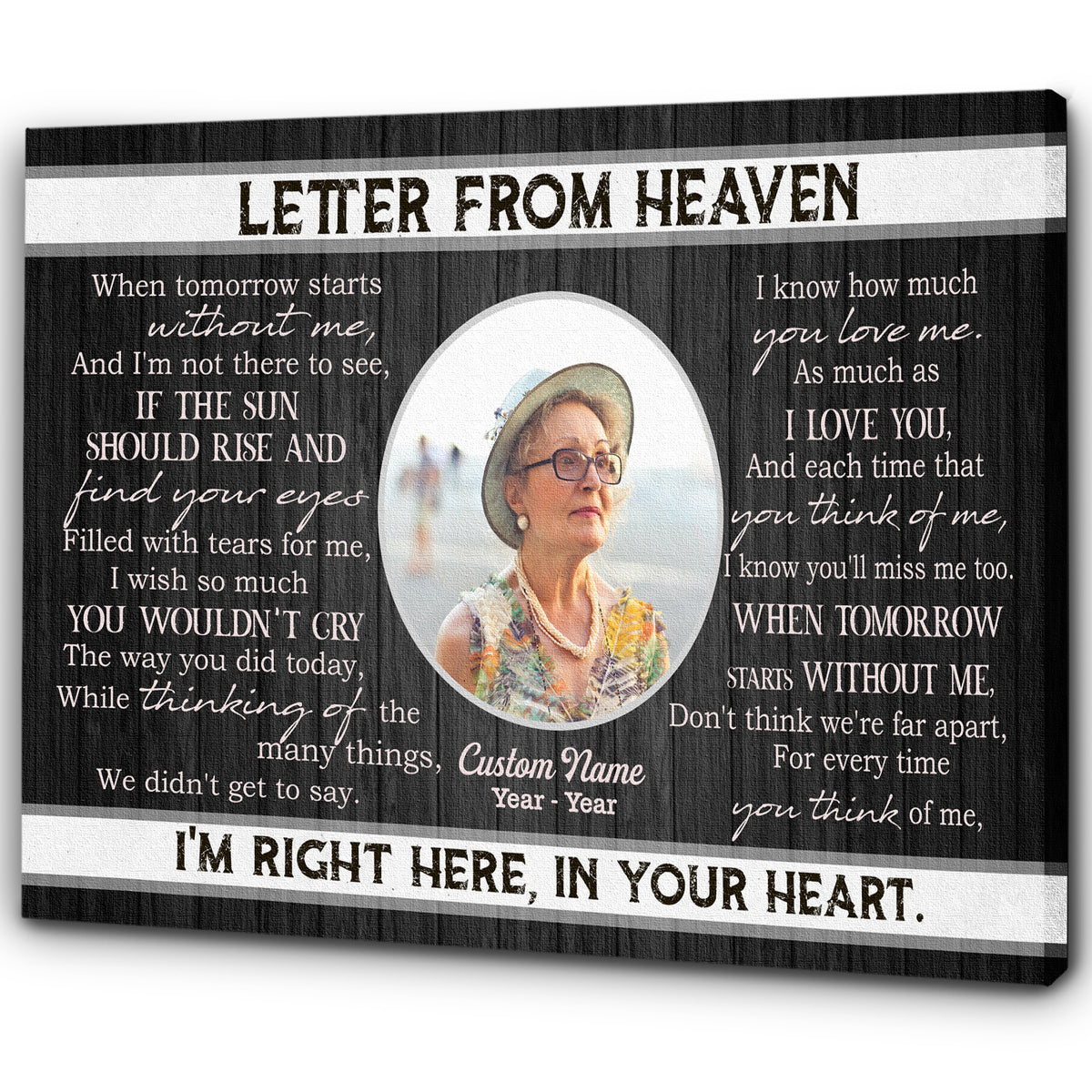 A Letter From Heaven Memorial Canvas| Custom Sympathy Gift for Loss of ...