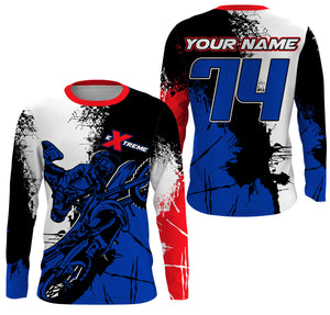 Custom MX jersey UV extreme Motocross racing men women kids blue&white dirt bike riding outfit  PDT198