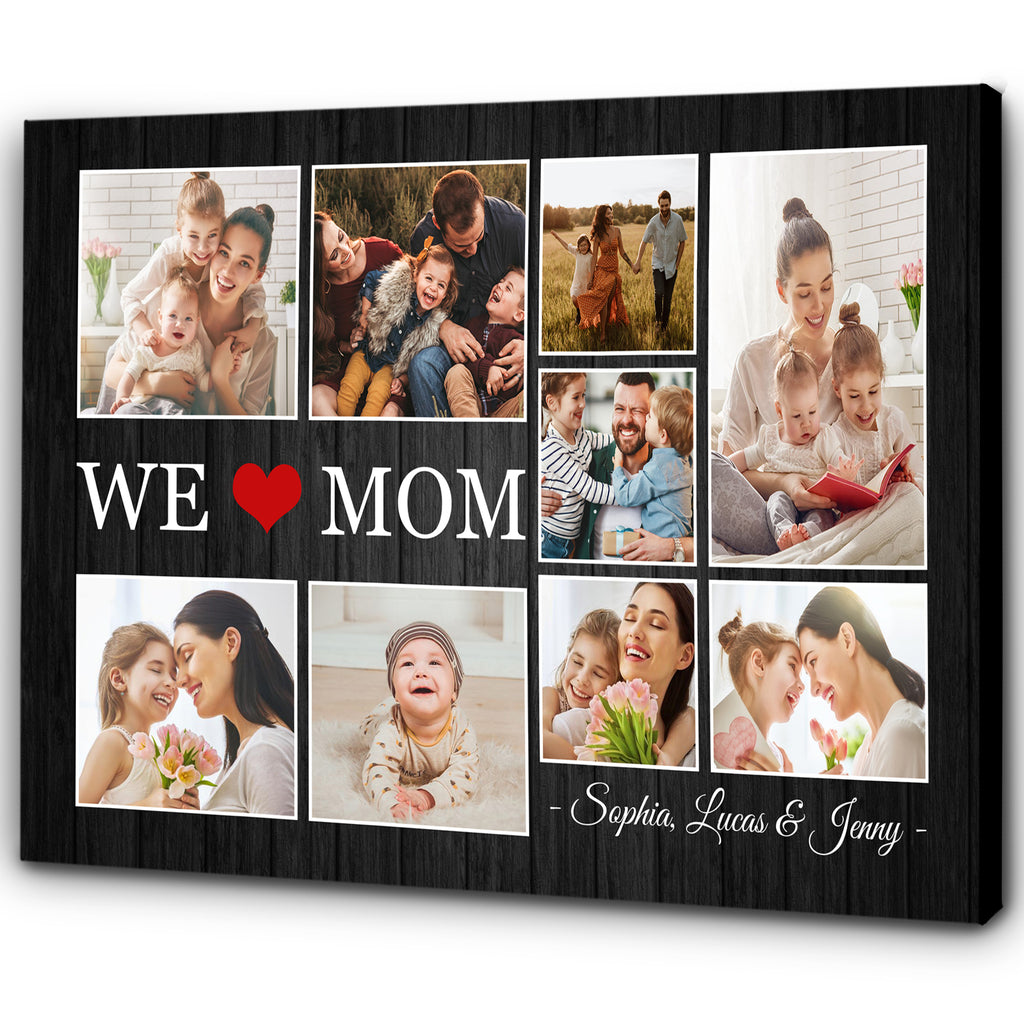 Mom Custom Photo Collage Canvas, Personalized Christmas Gift For