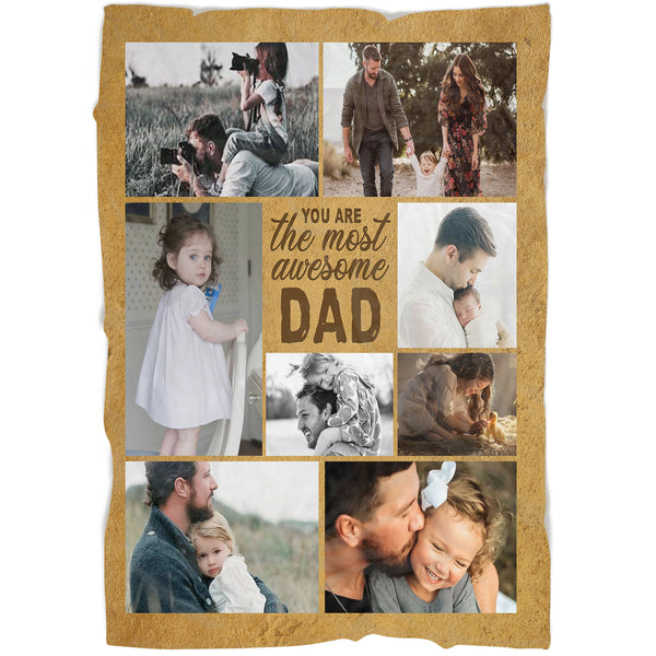 Personalized Dad Blanket| The Most Awesome Dad Blanket| Dad Photo Collage Blanket| Dad Birthday Dad Christmas Dad Gift for Father's Day| Gift for Dad from Daughter Son| JB204