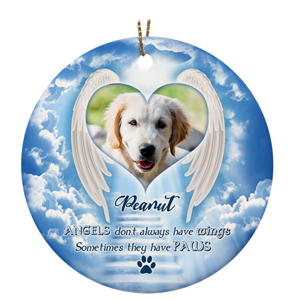 Pet Memorial Ornament Custom Photo - Stairway to Heaven, Pet Loss Christmas Ornament, Remembrance for Loss of Dog, Loss of Cat, Sympathy Gift for Dog Owners| NOM19