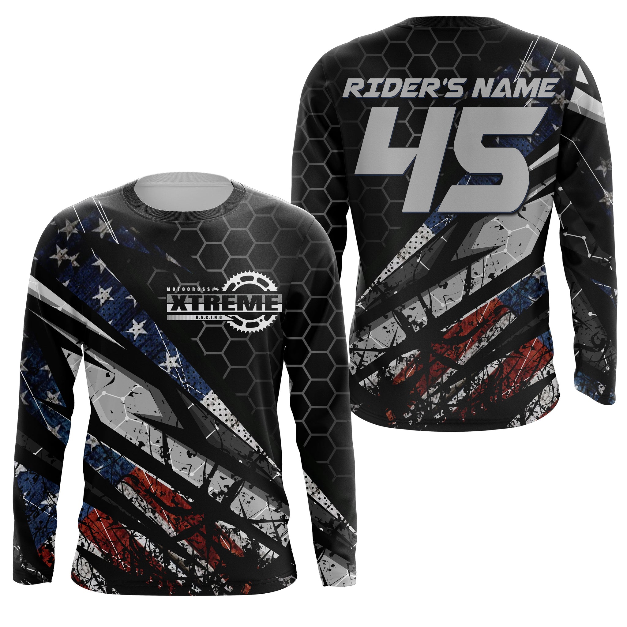 Extreme custom dirt bike jersey kid men women USA Patriotic UV Motocross shirt for biker motorcycle PDT409