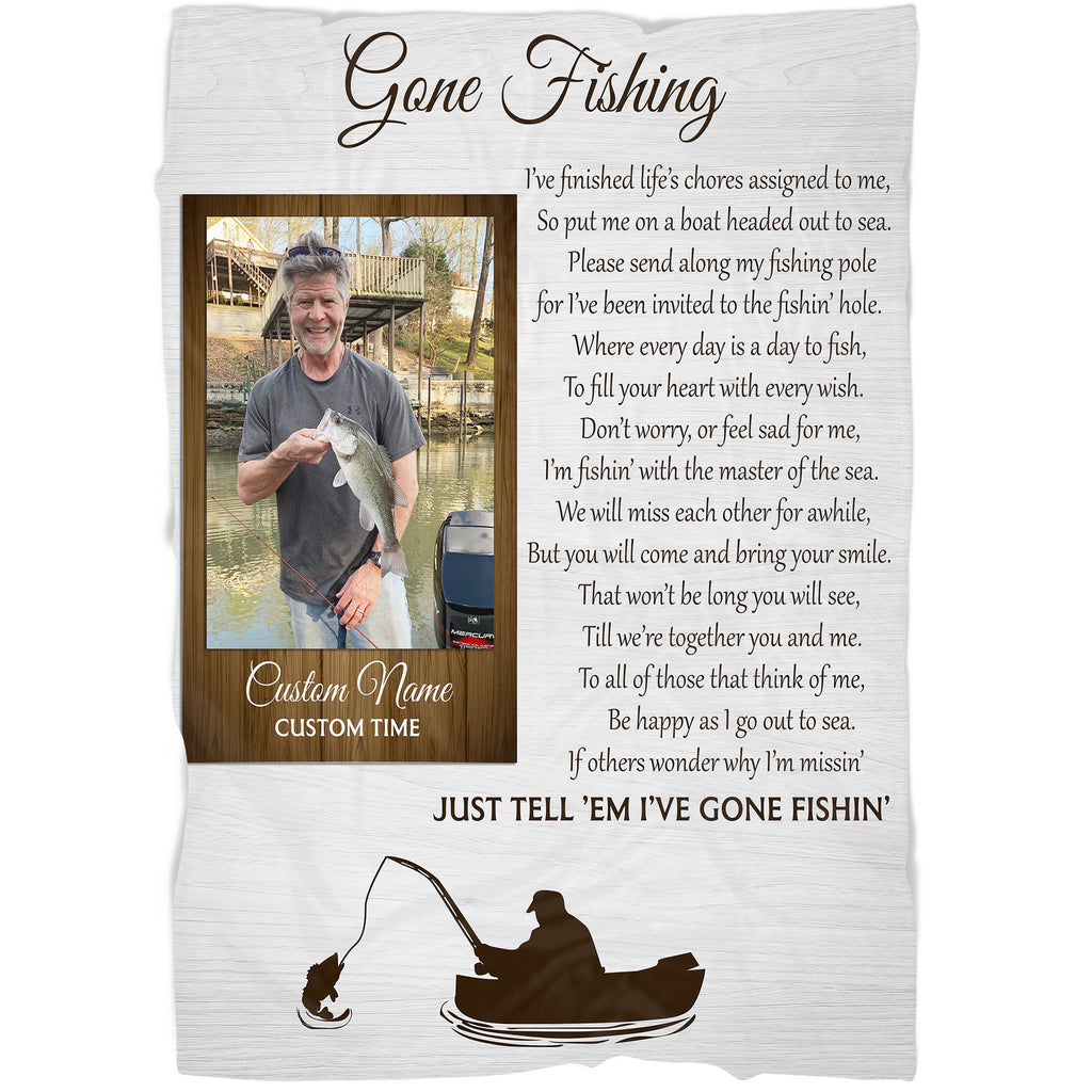 Gone Fishing Memorial Blanket - Custom Fishing Memorial Blanket