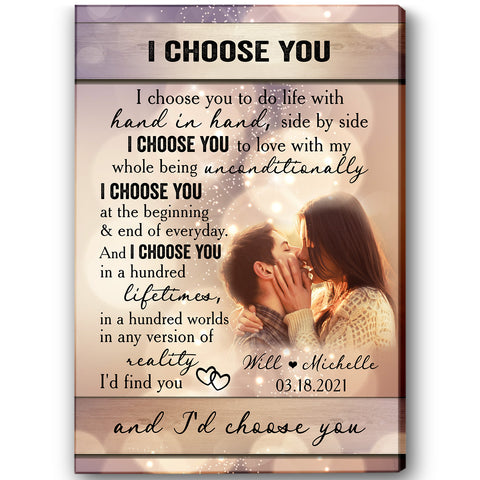 Personalized Picture Canvas| I Choose You  Wall Art| Valentine’s Day Gift for Him, Her|  Custom Valentines Day Gifts| Newlywed Gift  for Husband on Birthday, Christmas CP195 Myhifu