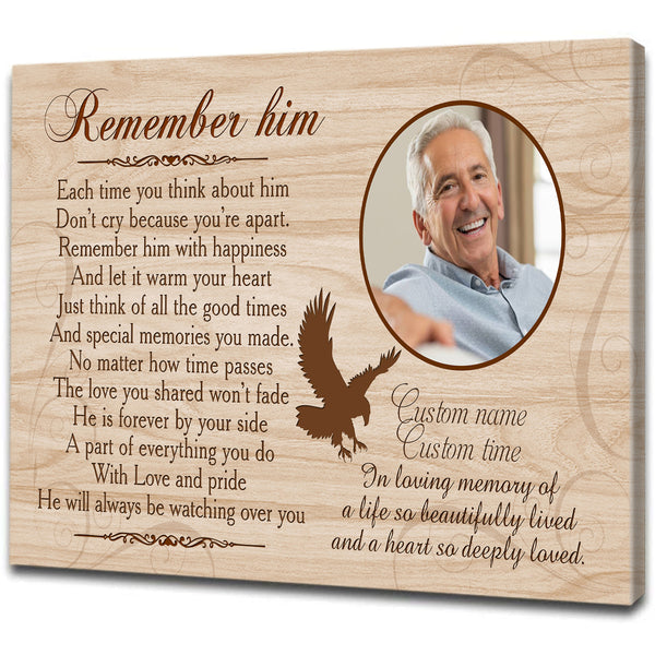 Personalized Memorial Canvas| Remember Him Memorial Gift for Loss of Father, Grandfather, Brother, Son| Remembrance Gift JC256 Myfihu
