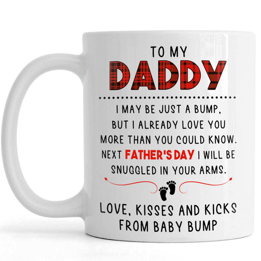 Daddy to Be Mug| Cute Message from The Bump to Expecting Father, New Dad, Pregnancy Reveal Gift for Him| N1408