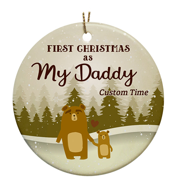 New Dad Christmas Ornament - Custom First Christmas As My Daddy - Brown Bear Ornament from Baby| Dad To Be Gift Baby Reveal Pregnancy Announcement Ornament for Dad on Christmas| JOR13