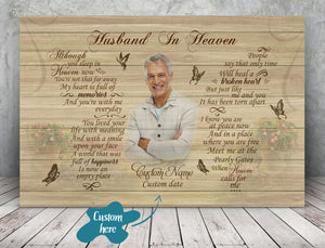 Husband Remembrance Canvas - Husband In Heaven Canvas - Custom Memorial Gift Sympathy Gift for Widow Loss of Husband - Husband Bereavement Husband Keepsake for Memorial Service - JC140