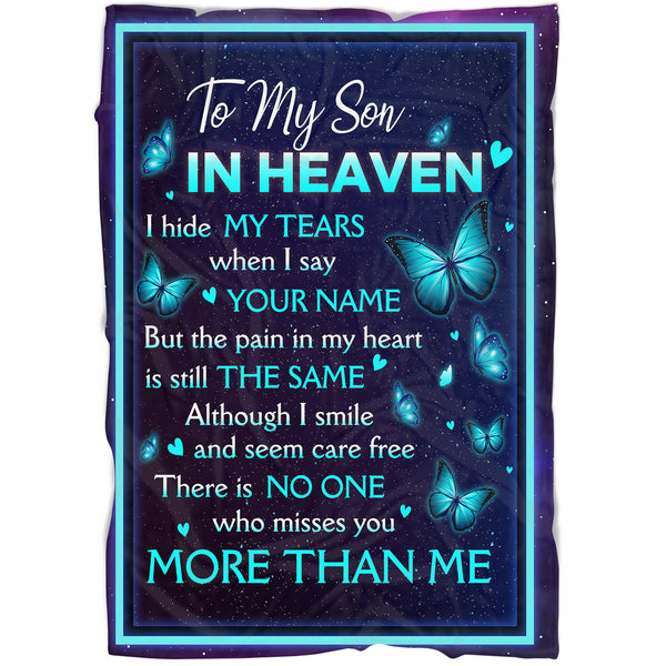 Son Remembrance Blanket - My Son in Heave | Memorial Fleece Throw for Loss of Son, Childhood Cancer, Deepest Sympathy Gift| N1185