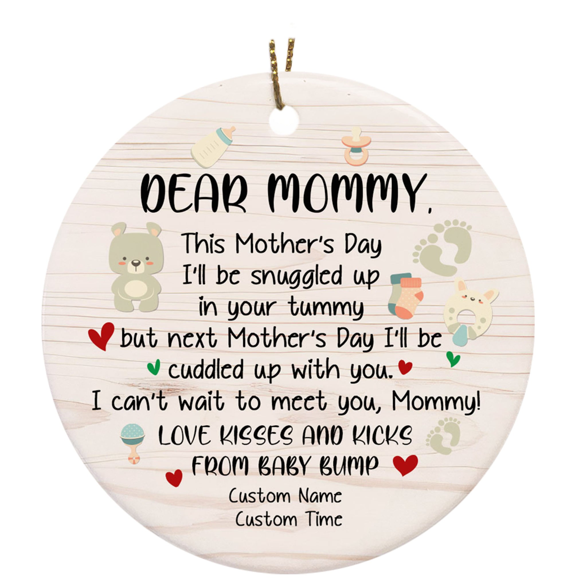 New Mom Ornament| Dear Mommy First Mother's Day Ornament| Gift for Mom To Be Expecting Mom| JOR119