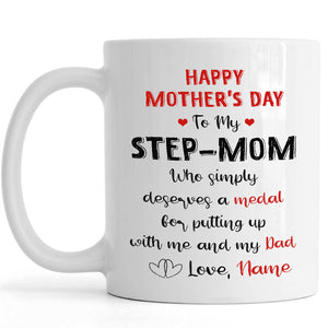 Stepmom Mother's Day Mug | Thanks for Putting up with Me and My Dad | Cute Happy Mother's Day Gift for Bonus Mom | N1075