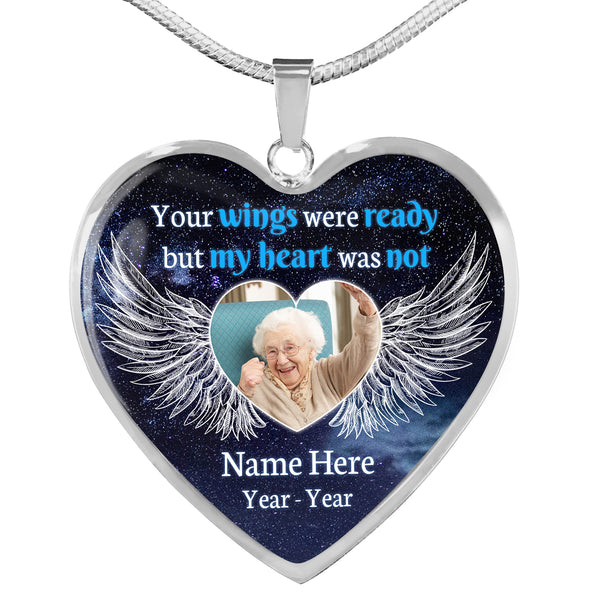 Custom Memorial necklace with photo| Your wings were ready| Rememberance jewelry sympathy loss gift NNT26