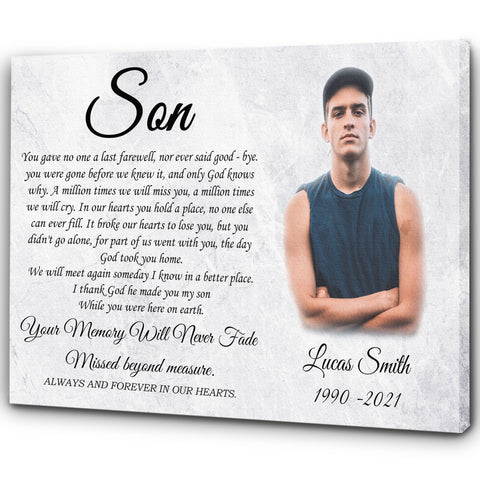Memorial Canvas| My Angel Son in Heaven Sympathy Gifts for Loss of Son In Loving Memory of Son CP25