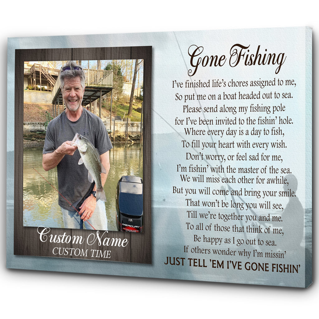 Gone Fishing Memorial Canvas Customized Fishing Memorial Gift Sympathy –  Myfihu