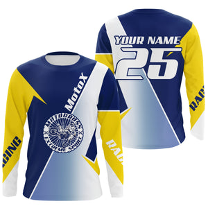 MX personalized dirt bike racing jersey yellow blue shirt men women kid UPF30+ off-road motorcycle PDT89