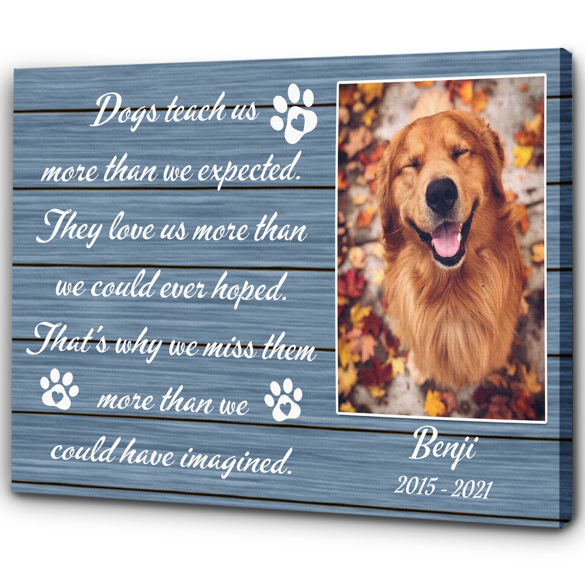 Personalized Canvas| Dog Loss Memorial| Dogs Teach Us More Than We Expected| Pet Remembrance, Loss of Dog Sympathy Gift for Dog Owners, Paw Friend| N1924 Myfihu