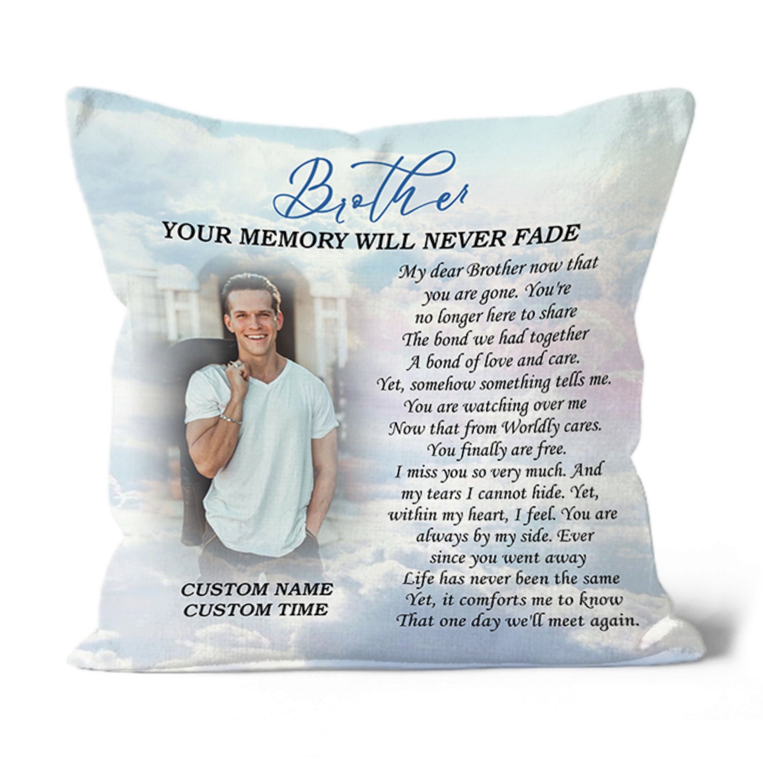 Brother Memorial Pillow Personalized Remembrance for Loss of Brother in Heaven All-over Print Suede Case NPL74