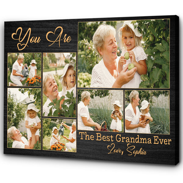 Best Grandma Ever Personalized Canvas, Custom Photo Collage, Grandma Mother's Day Gift| N2477