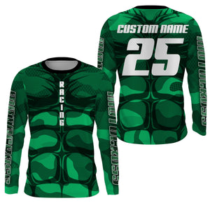 Custom motocross jersey green muscle UPF30+ kid men women MX racing dirt bike off-road motorcycle NMS1068