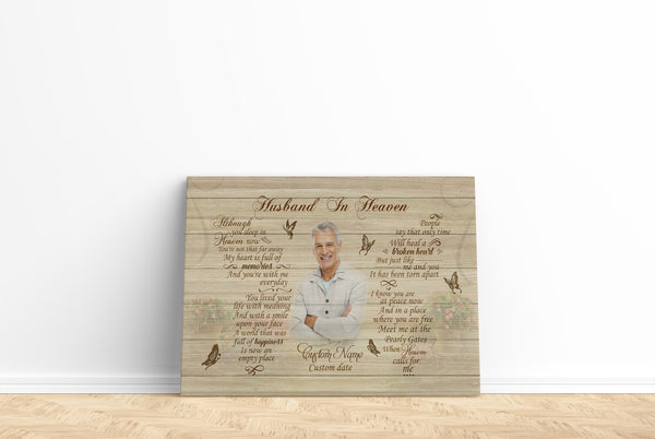 Husband Remembrance Canvas - Husband In Heaven Canvas - Custom Memorial Gift Sympathy Gift for Widow Loss of Husband - Husband Bereavement Husband Keepsake for Memorial Service - JC140