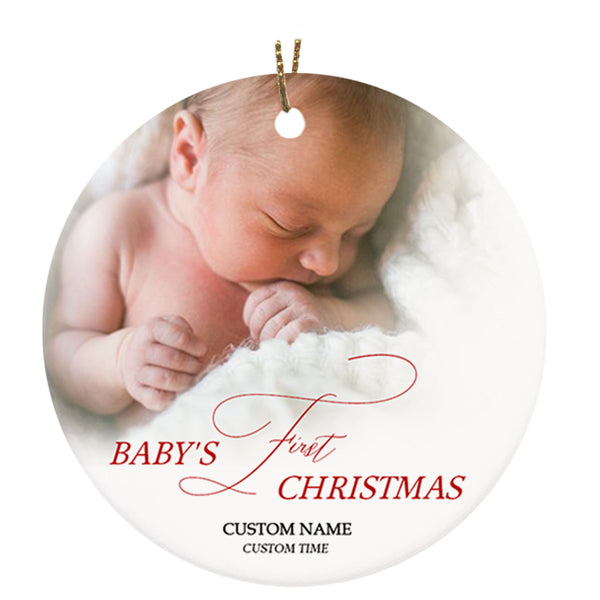Baby's First Christmas Ornament - Custom Photo Ornament| Gift for Him Husband Expecting Dad Baby Reveal Gift New Dad Gift for First Christmas| JOR03