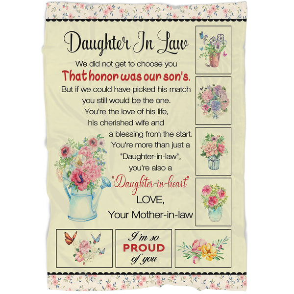 Letter To My Daughter-in-law Blanket Floral Fleece Blanket - Thought Gift for Daughter-in-law from Mother-in-law Daughter In Law Gift for Christmas Birthday Anniversary Wedding - JB246