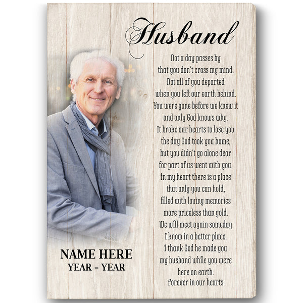 Personalized Canvas| Husband Loss| Husband Always in Our Hearts| Memorial Gift for Loss of Husband| Husband Remembrance| Sympathy Gift for a Widow| N1935 Myfihu