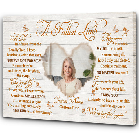 Memorial Gift for Loss of Loved One in Heaven A Fallen Limb Personalized Canvas Breavement Memory VTQ86