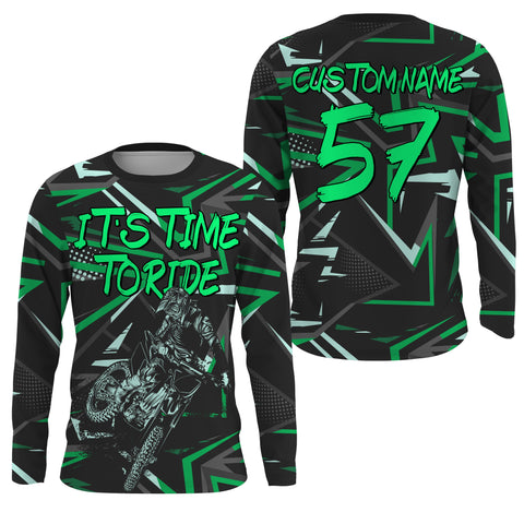 It's Time To Ride personalized dirt bike jersey UFP30+ adult kid Motocross racing long sleeves NMS1087