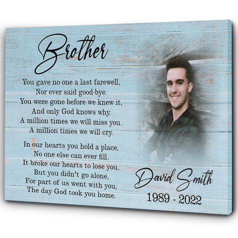 Brother remembrance canvas - Brother in heaven memorial gift, Custom sympathy canvas loss of brother CNT20