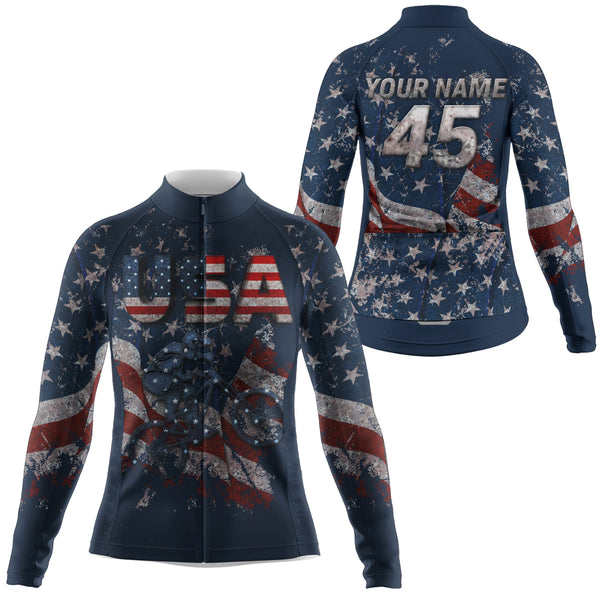 Custom Womens American cycling jersey Anti-UV USA team MTB BMX racing shirt Bicycling cycle gear| SLC68