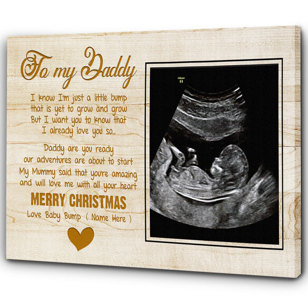 First Baby's Christmas Canvas To My Daddy Custom Canvas New Dad Gift from Baby Bump - Baby Reveal Pregnancy Announce Gift for Dad To Be Expecting Father First Christmas as Dad - JC741
