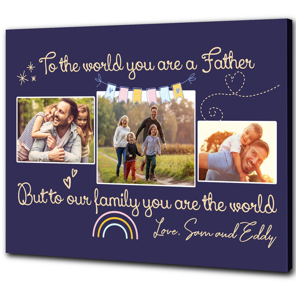 Personalized Canvas Dad Is The World| Father's Day Gift for Dad, Father, Husband, Dad Birthday, Dad Christmas| JC875