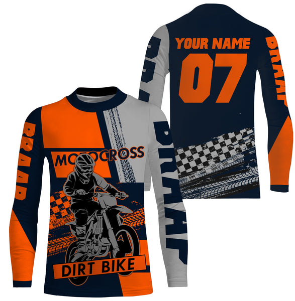 Custom orange motocross jersey UV protective kid&adult dirt bike MX racing off-road long sleeve| NMS901